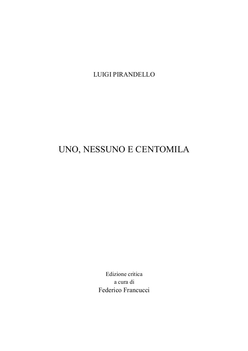 Cover of Uno, Nessuno e Centomila